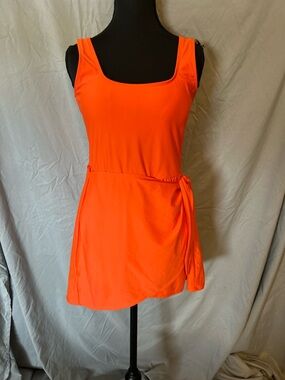 Old Navy Bright Orange One-Piece Matte Side-Tie Swim Dress Size M Never Worn